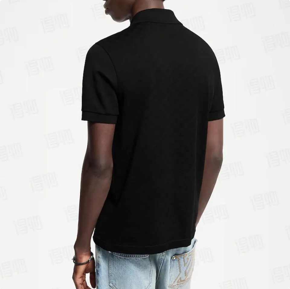 Louis Vuitton/Louis Vuitton pearl button checkerboard embroidery Polo short sleeves